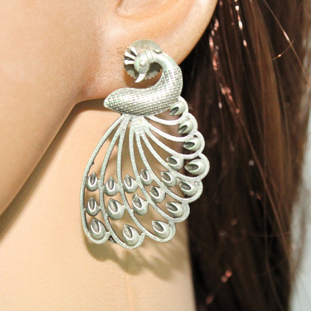 PEACOCK STUD-SILVER -EARRING