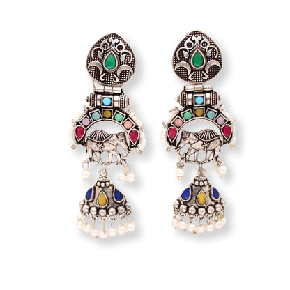 PEARL & BEADS ELEPHANT DANGLER-MULTICOLOUR -EARRING