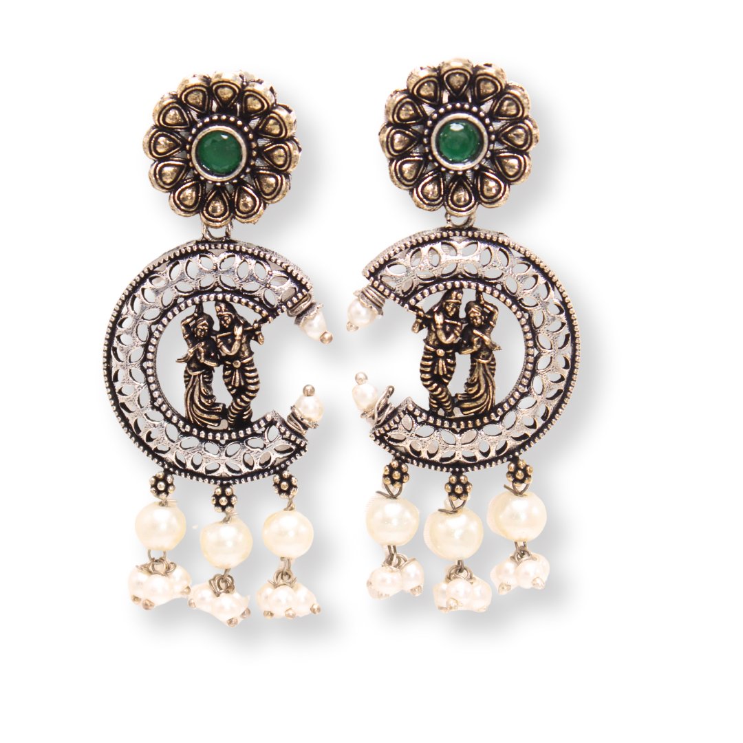 RADHA KRISHNA DUAL TONE JHUMKA-GREEN -Earrings