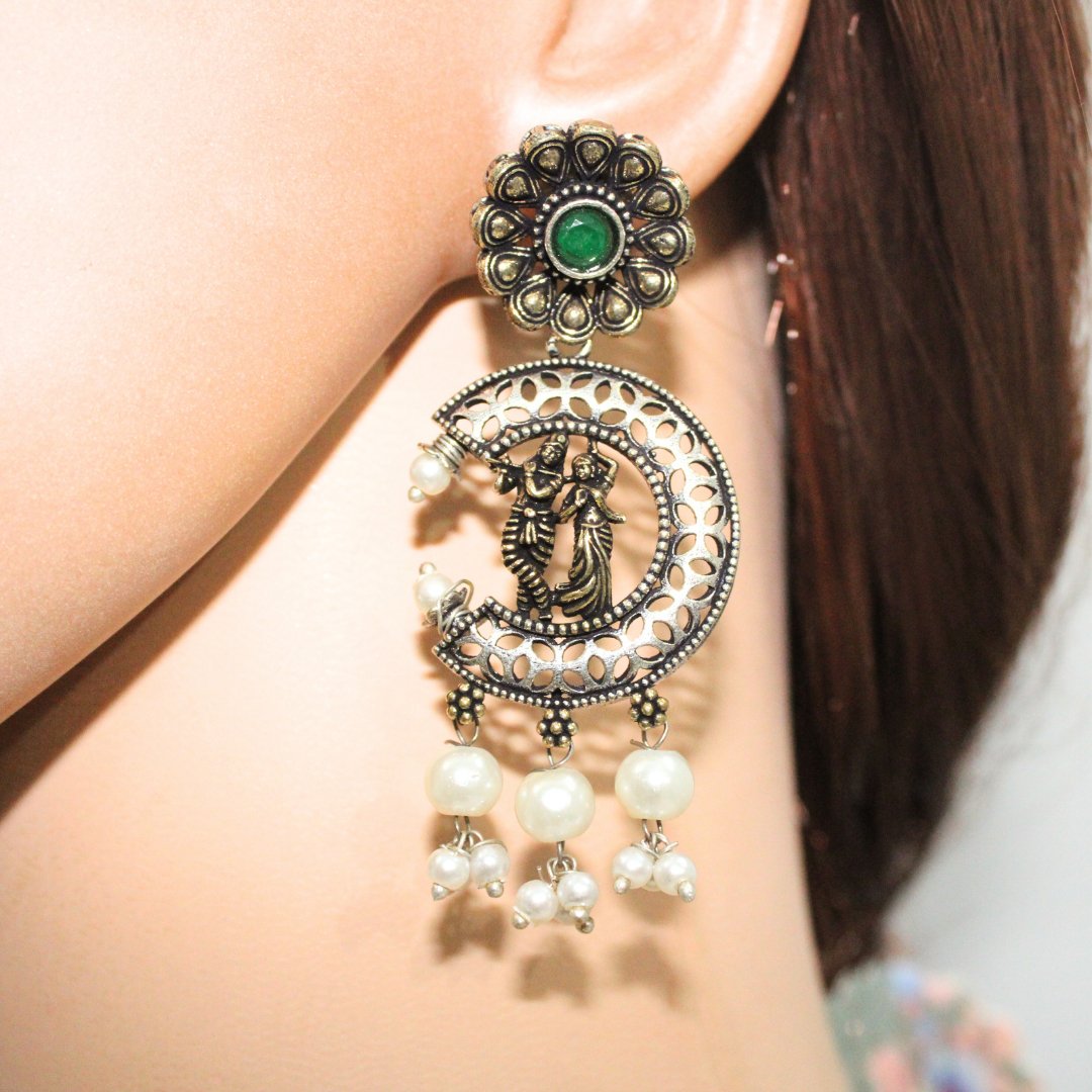 RADHA KRISHNA DUAL TONE JHUMKA-GREEN -Earrings