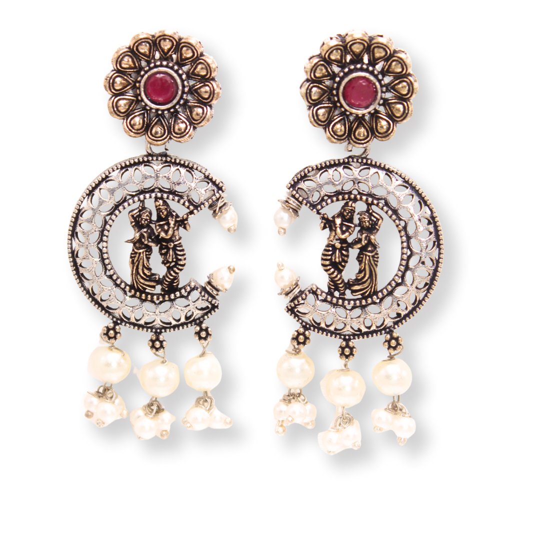 RADHA KRISHNA DUAL TONE JHUMKA-RED -Earrings