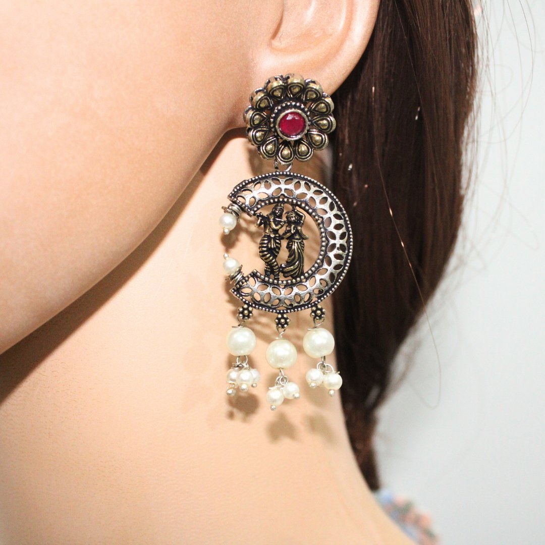 RADHA KRISHNA DUAL TONE JHUMKA-RED -Earrings