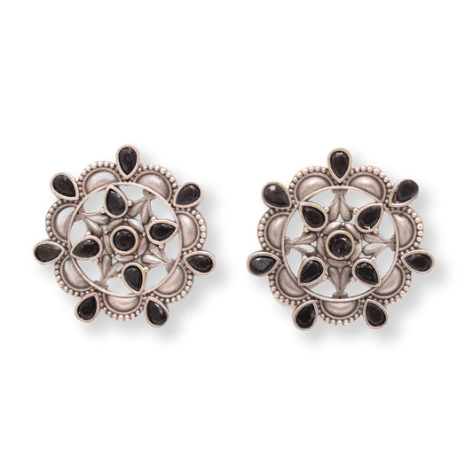 RANGOLI FLOWER STUD-BLACK -EARRING