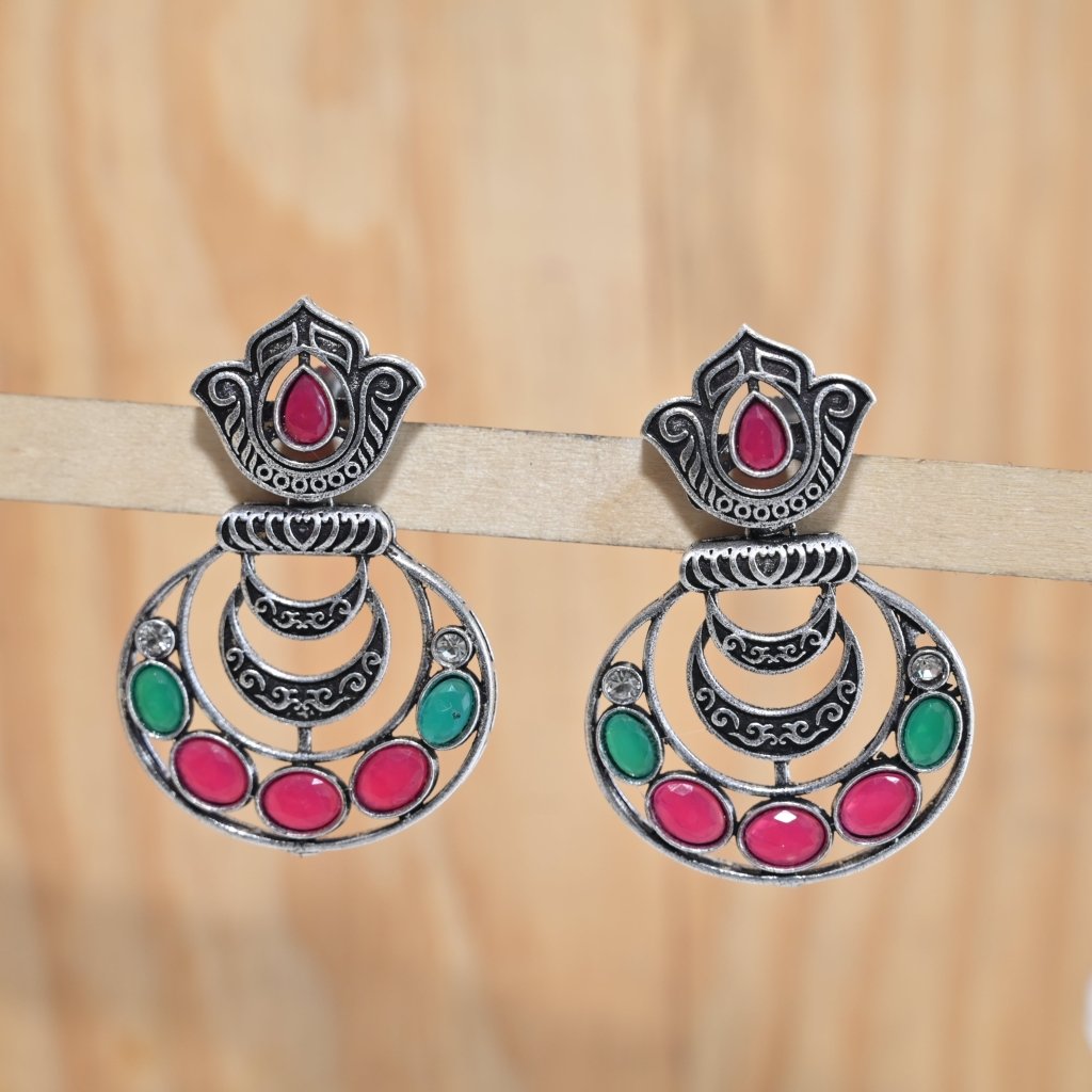 RIWAAZ POTLI JHUMKA-MAROON & GREEN -Earrings