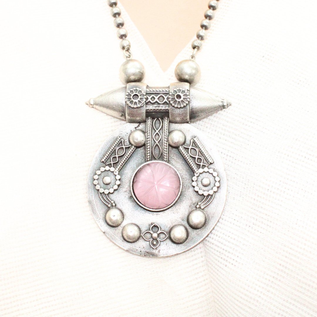 ROUND BOHO PENDANT SET-PINK -Charms & Pendants