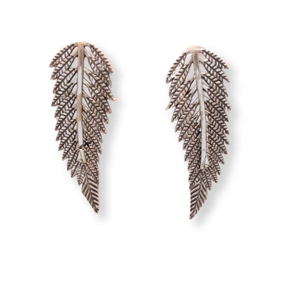 SHARP LEAF SLEEK STUD-SILVER -EARRING