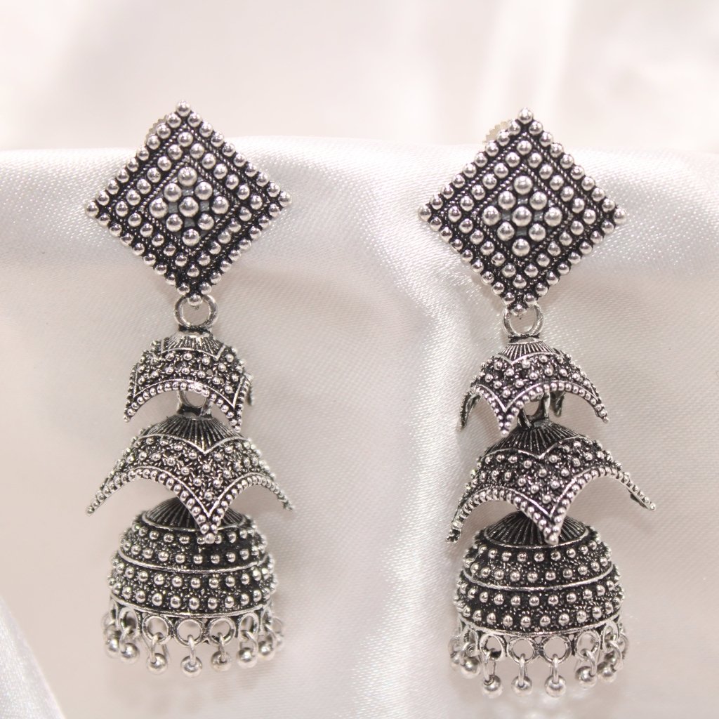 SHRIVI SQUARE TOP CHHATRI JHUMKI -Earrings