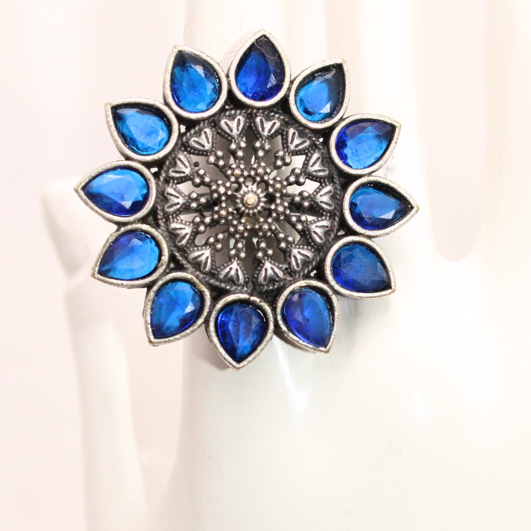 STONE RING STAR SHAPE-BLUE -Rings