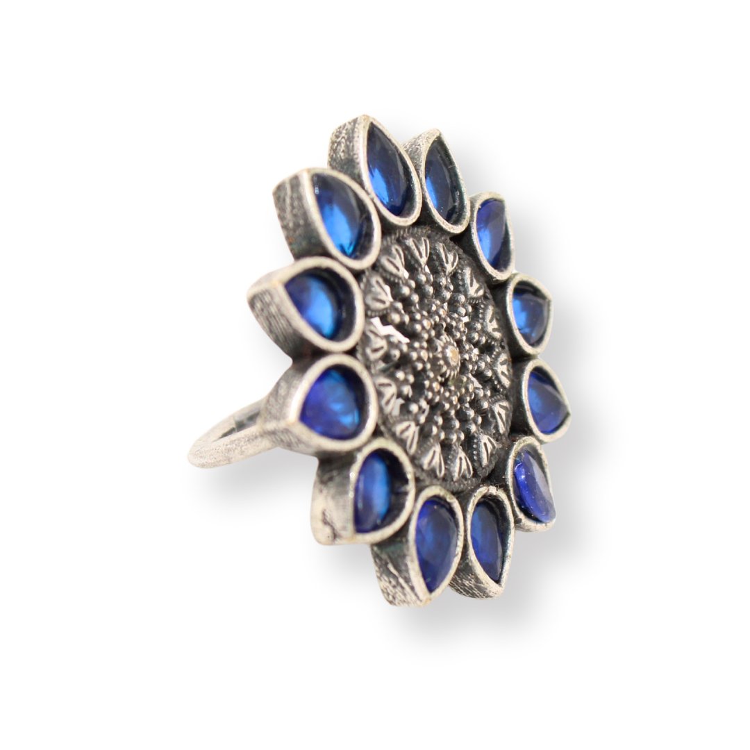 STONE RING STAR SHAPE-BLUE -Rings