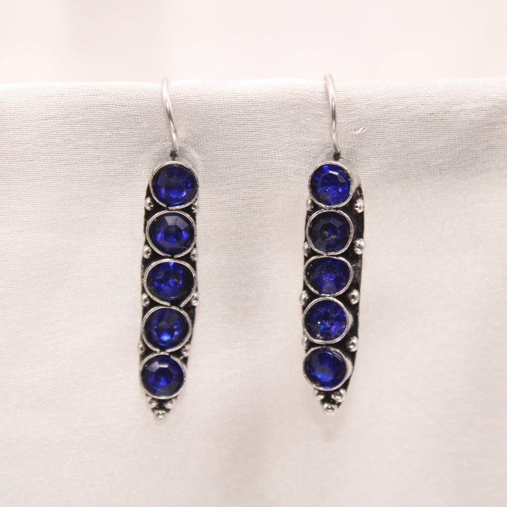 STRING STONE DANGLER EARRING- BLUE -EARRING