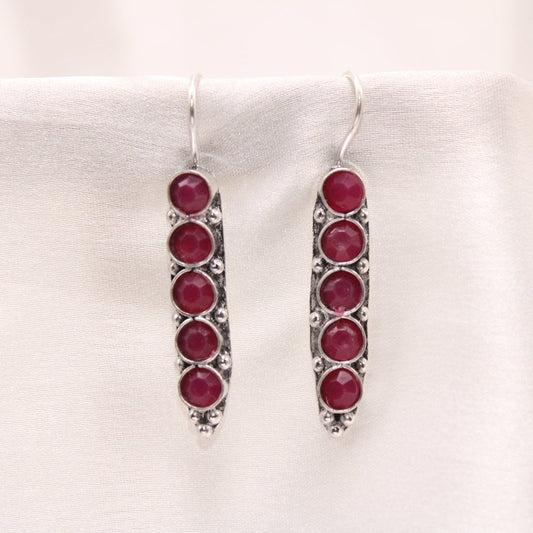 STRING STONE DANGLER EARRING- RED -EARRING