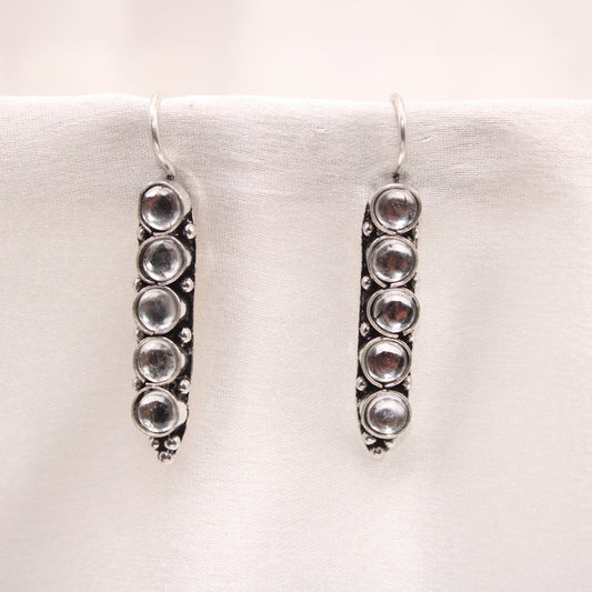 STRING STONE DANGLER EARRING- TRANSPARENT -EARRING