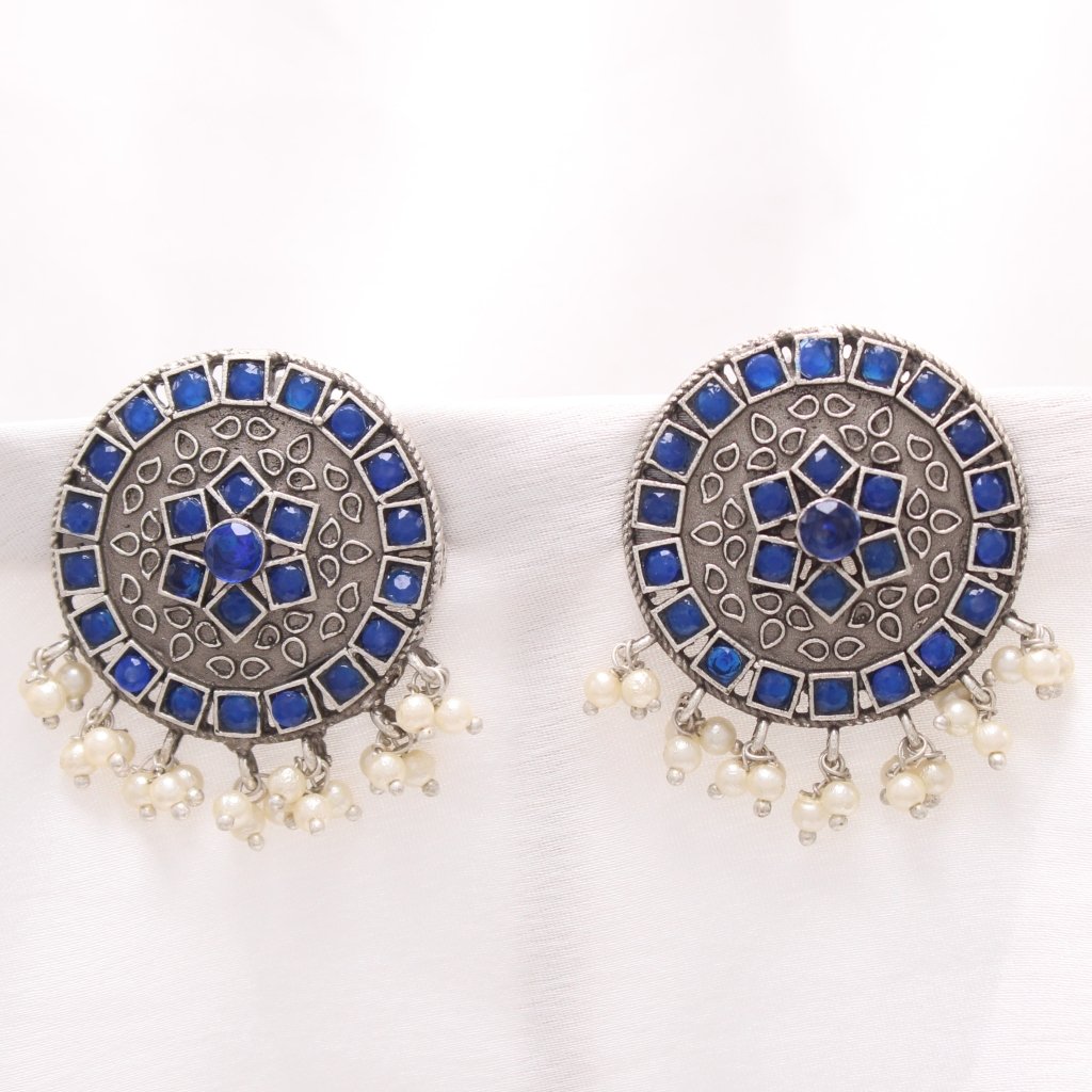 VIRASAT ROUND STUD -BLUE -EARRING