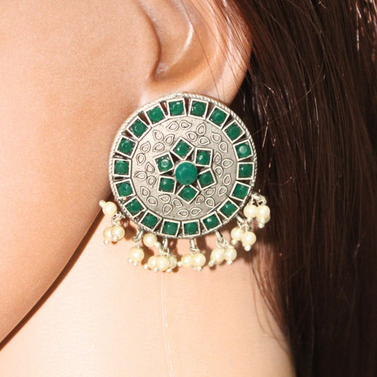 VIRASAT ROUND STUD -GREEN -EARRING