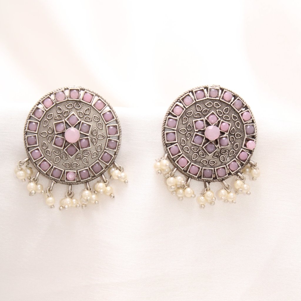 VIRASAT ROUND STUD -PINK -EARRING