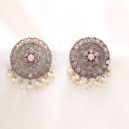 VIRASAT ROUND STUD -PINK -EARRING