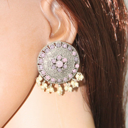 VIRASAT ROUND STUD -PINK -EARRING